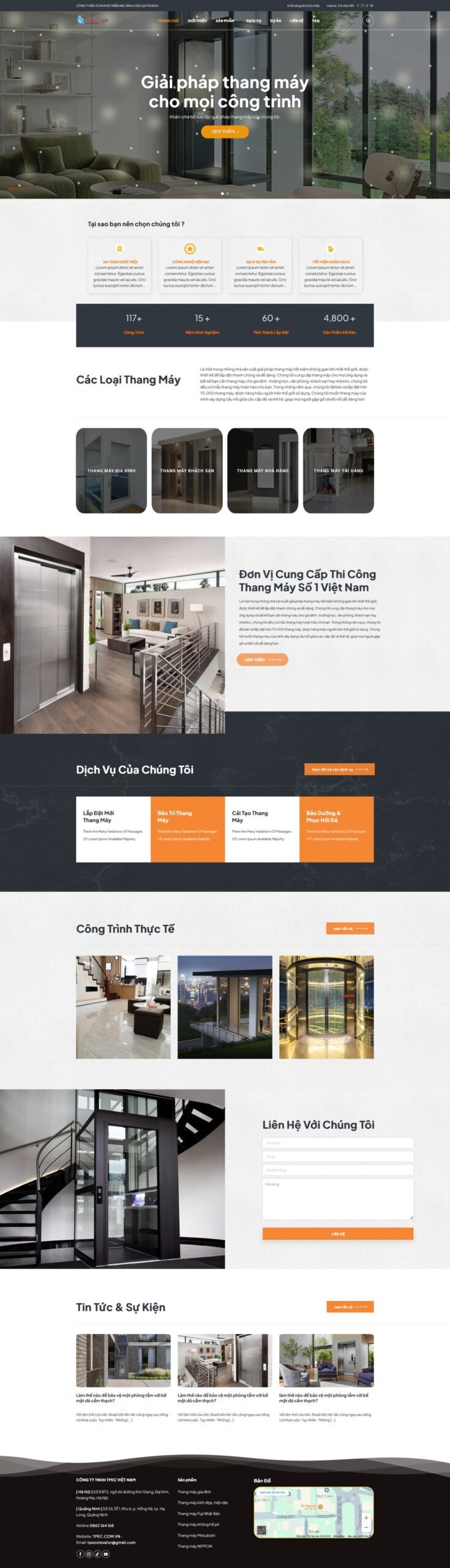 Mẫu Website Giới Thiệu Công Ty Thang Máy - Cơ Điện - Cài Đặt Sẵn