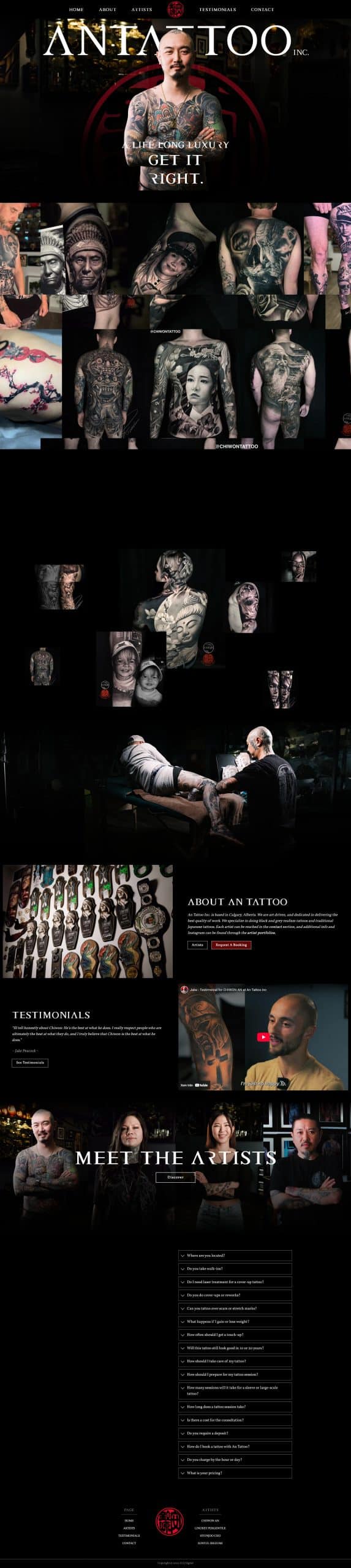 Mẫu Website Thợ Xăm Tattoo - Thẩm Mỹ Nghệ Thuật - Cài Đặt Sẵn