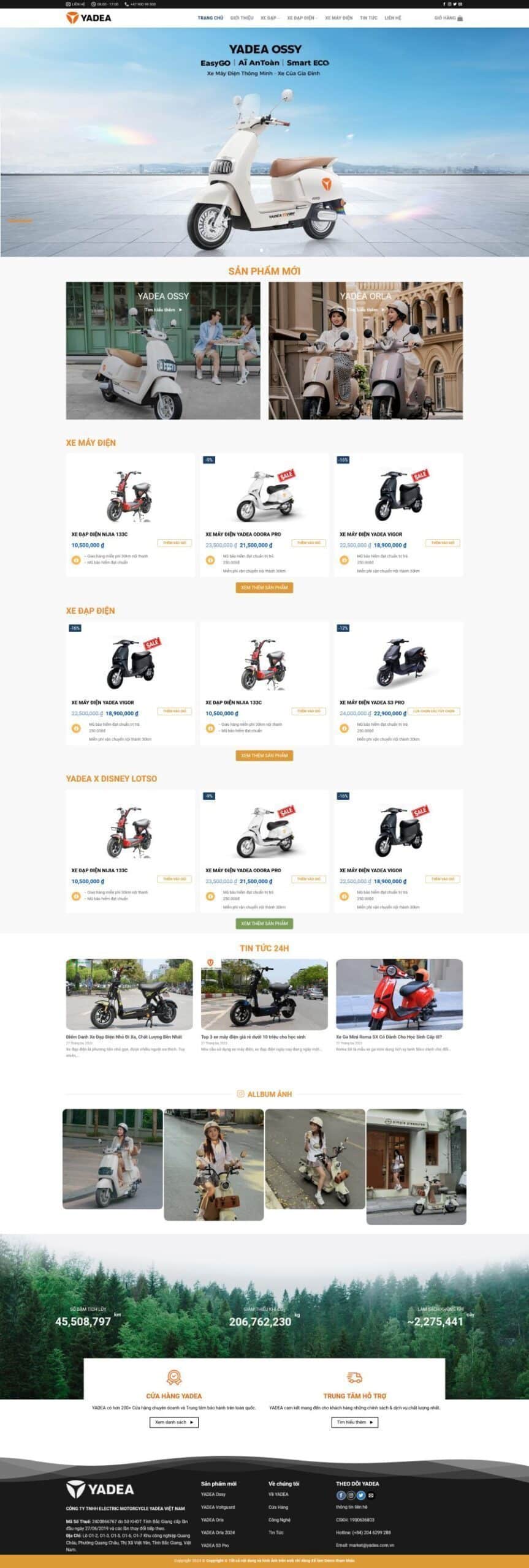Mẫu Website Xe Điện 2 - Mua Bán Xe - Cài Đặt Sẵn