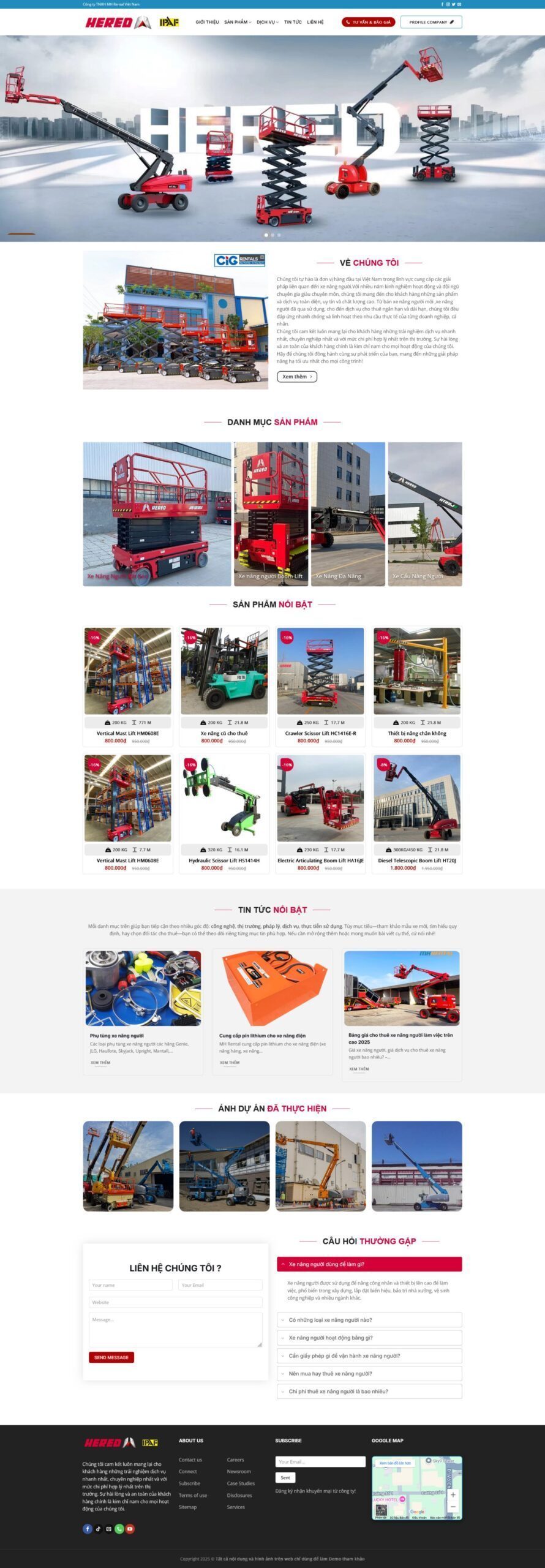 Mẫu Website Bán Xe Nâng 3 - Thiết Bị Công Nghiệp - Cài Đặt Sẵn